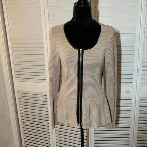 INC Knit Peplum Jacket with ZIpper and Faux Leather Trim